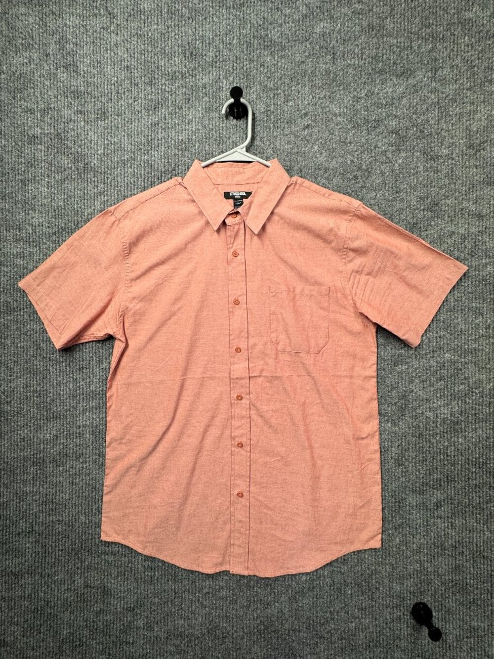 RSQ Men's Tank Short Sleeve Button Up Shirt Salmon/Pink Size Medium